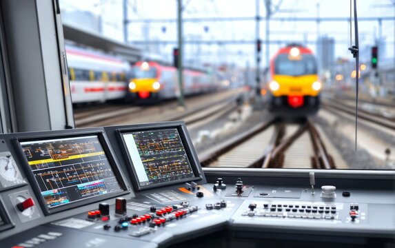 Control Room with Mechanical Lever and Signal Displays for Train Operations