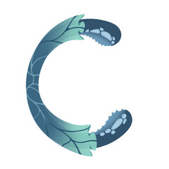 Letter C sea dragon scale alphabet digital illustration © Катерина Карачун