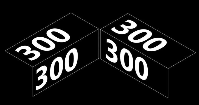 0 to 1000 counter with integrated alpha channel. Multiple isometric views.