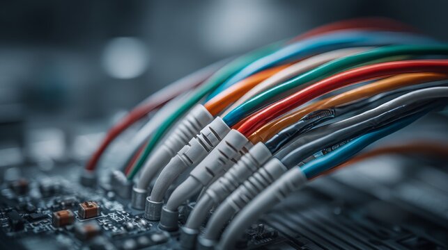 Colorful Wires Connected to a Circuit Board with Multiple Connections