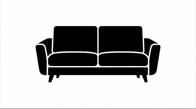 Minimalist modern sofa silhouette, comfortable couch icon for interior design and home decor vector illustration