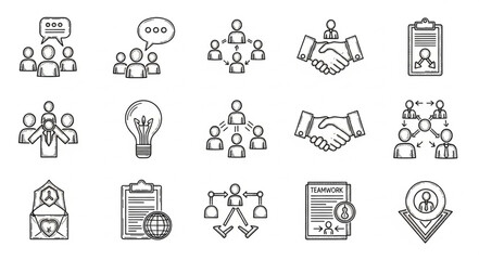Fototapeta premium Collection of Business and Teamwork Related Icons.