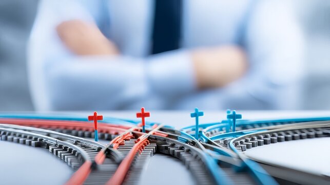 Model Railway Junction with Multiple Intersecting Tracks and Signals