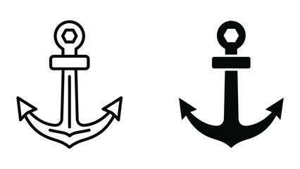 Minimalist anchor icon in black and white vector style © MDALI