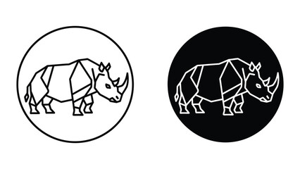 Two rhinoceros icons facing opposite directions in circle © MDALI