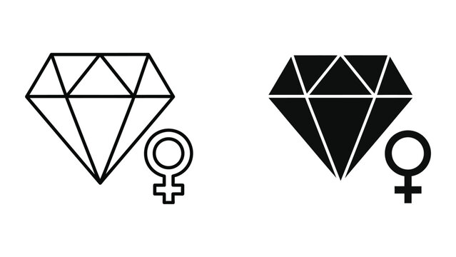 Female symbol with diamond shape icons