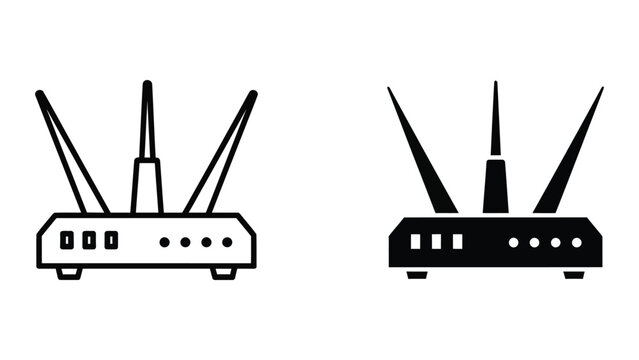Minimalist wireless router icons with antennas