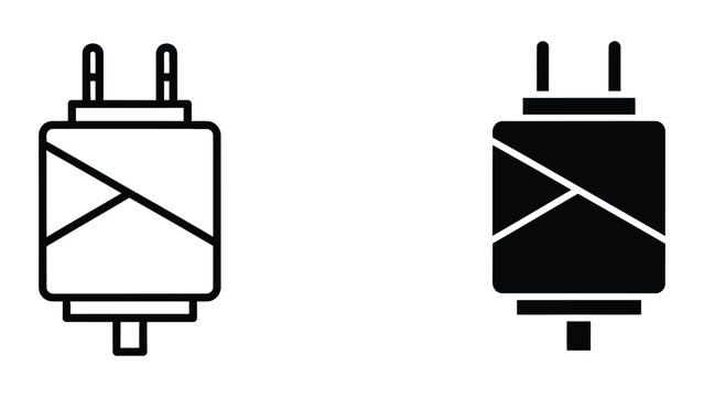 Black and white power adapter icons with crossed lines