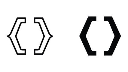 Minimalist curved bracket icon set in black and white © MSTSALMA