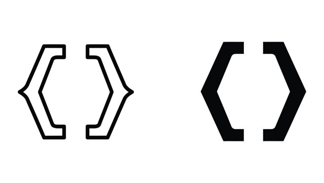 Minimalist curved bracket icon set in black and white