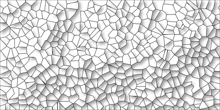 Abstract Voronoi Pattern Background With Black Outline And Subtle Shadow Effect geometric tessellation