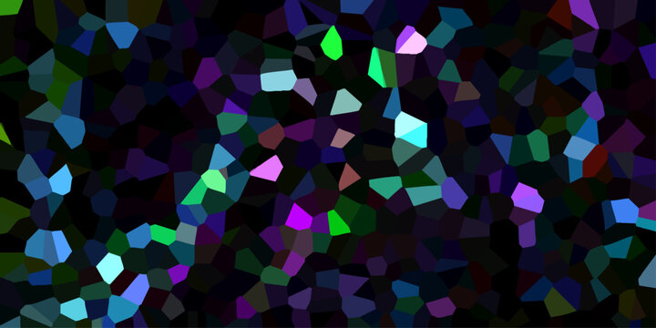 Dark Abstract Geometric Mosaic Background with Vibrant Neon Blue Purple Green and Teal Shards pattern