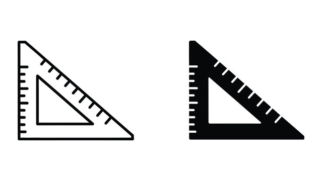 Set of geometric set squares and protractor triangles with measurement markings