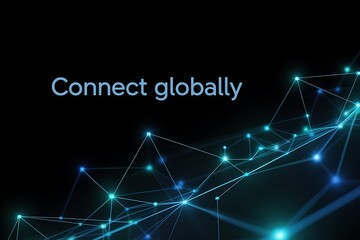 Fototapeta premium Global connectivity, network illustration, blue nodes and lines, futuristic background, communication concept