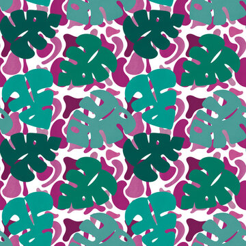 Monstera in Pop Seamless Pattern One