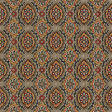 abstract colorful paisley allover ornament pattern black background texture