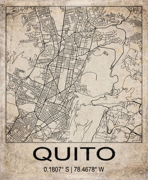 Quito Ecuador Retro Minimalist City Map Poster