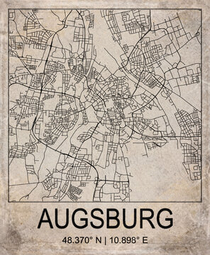 Augsburg Germany Retro Minimalist City Map Poster