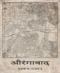 Fototapeta premium Aurangabad India Retro Minimalist City Map Poster