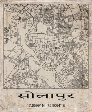 Sholapur India Retro Minimalist City Map Poster
