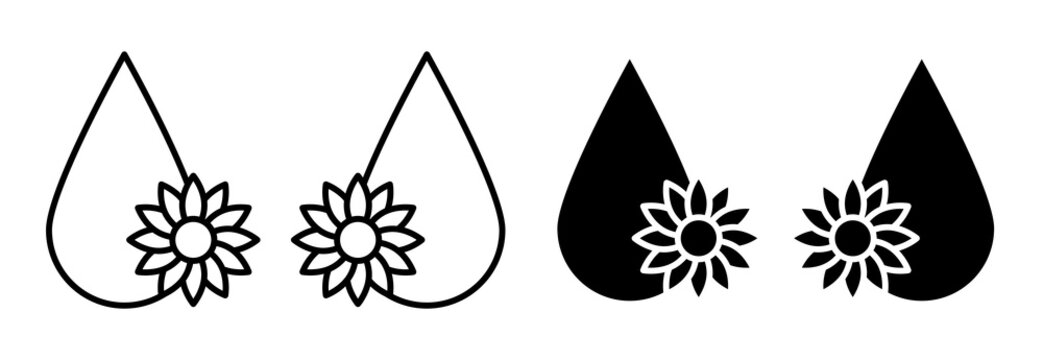 Sunflower oil icon in outline and bold style