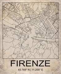 Obraz premium Florence Italy Retro Minimalist City Map Poster