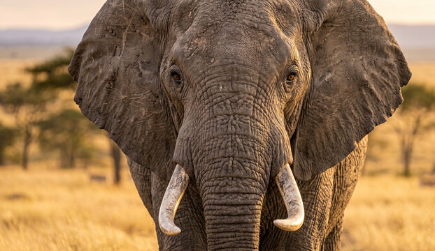  close-up portrait of African elephant face