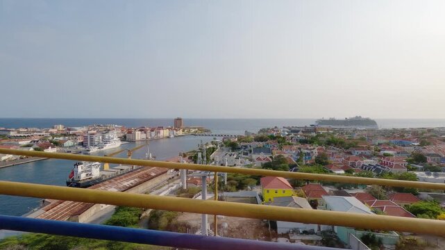 Drive Across Queen Juliana Bridge Overlooking Caribbean Sea and Willemstad