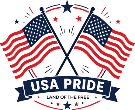 USA Flag Patriotic Design American Pride Land of the Free Illustration