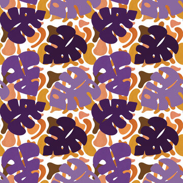 Monstera in Pop Seamless Pattern Three