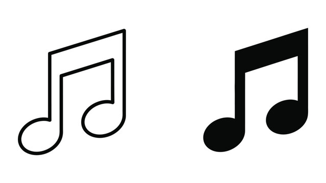 Simple black music notes icon with quarter and eighth notes