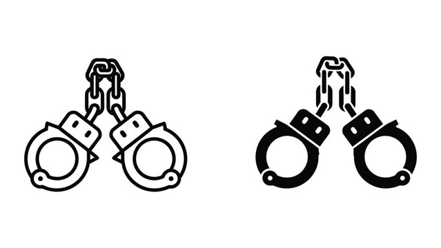 Handcuffs connected by a chain illustration