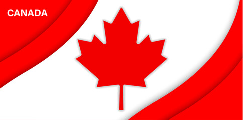 Obraz premium Paper cut national flag of Canada, 1 July holiday vector papercut Canadian banner with red maple leaf on white papercut layered background evoke patriotic pride and celebration for national Canada Day