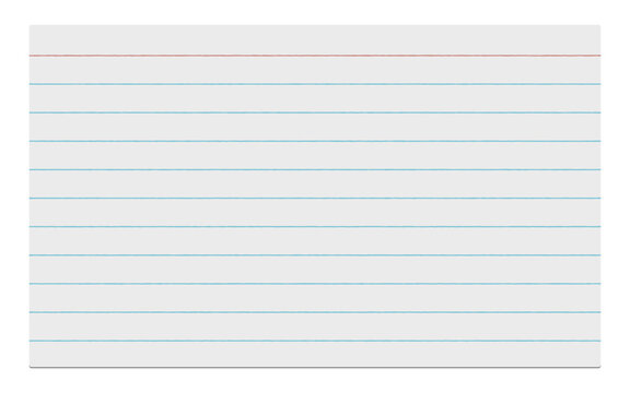 Lined index card. Blank ruled revision card with a red headline, perfect for notes and studying. An empty note card for office or school, providing a structured surface for lists, definitions, memos, 
