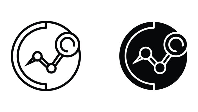 Modern abstract molecular structure icon with circular frame
