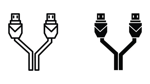 Black and white y-shaped hdmi cable splitters illustration