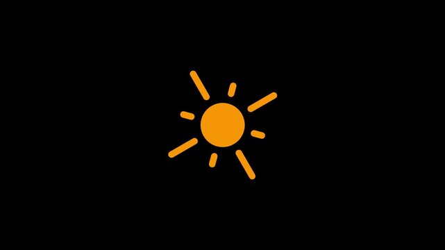 Animated orange sun icon glowing on black background for motion design