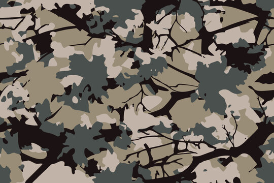 Vector camouflage pattern. Hunting camouflage seamless pattern background. Forest camouflage texture for hunting and military purposes. 