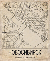 Obraz premium Novosibirsk Russia Retro Minimalist City Map Poster