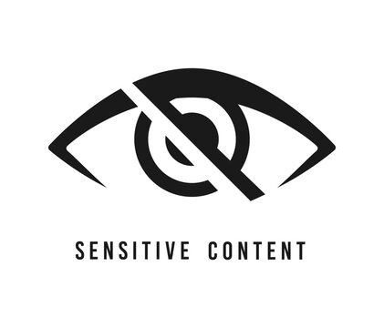 Sensitive content, restricted material icon or sign. Sensitive content or media icon, censored data video sign. Hidden password or photo warning pictogram