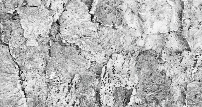 White cracked exture frame. Rough surface shows natural weathering  age. rough textured background for page template or presentation design