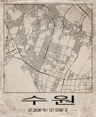 Obraz premium Suwon South Korea Retro Minimalist City Map Poster