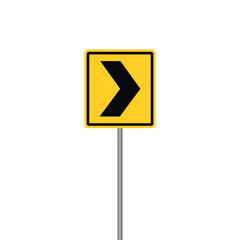 Yellow chevron Right Turn Warning Road Sign Vector Illustration © Fiza