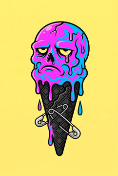 Punk Ice Cream Cartoon Illustration