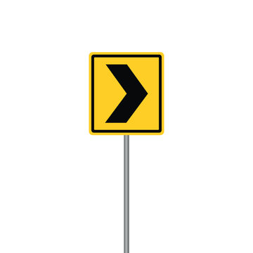 Yellow chevron Right Turn Warning Road Sign Vector Illustration