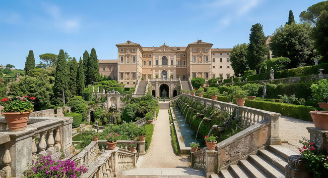 Tivoli, Italy - aerial view of Vill d'Este and the town of Tivoli