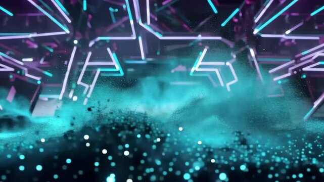 Electric Teal Sci-Fi Background with Shimmering Dust