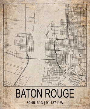 Baton Rouge USA Retro Minimalist City Map Poster
