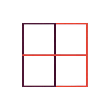 Minimalist 2x2 Grid Matrix Icon with Purple and Red Outline - Four Quadrants Graphic for Business Presentation and Data Comparison
