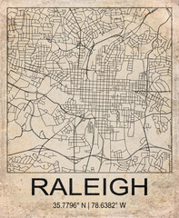 Obraz premium Raleigh USA Retro Minimalist City Map Poster